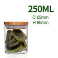 empty mini high quality clear glass spice storage jar with bamboo cork lid  BJ-407A